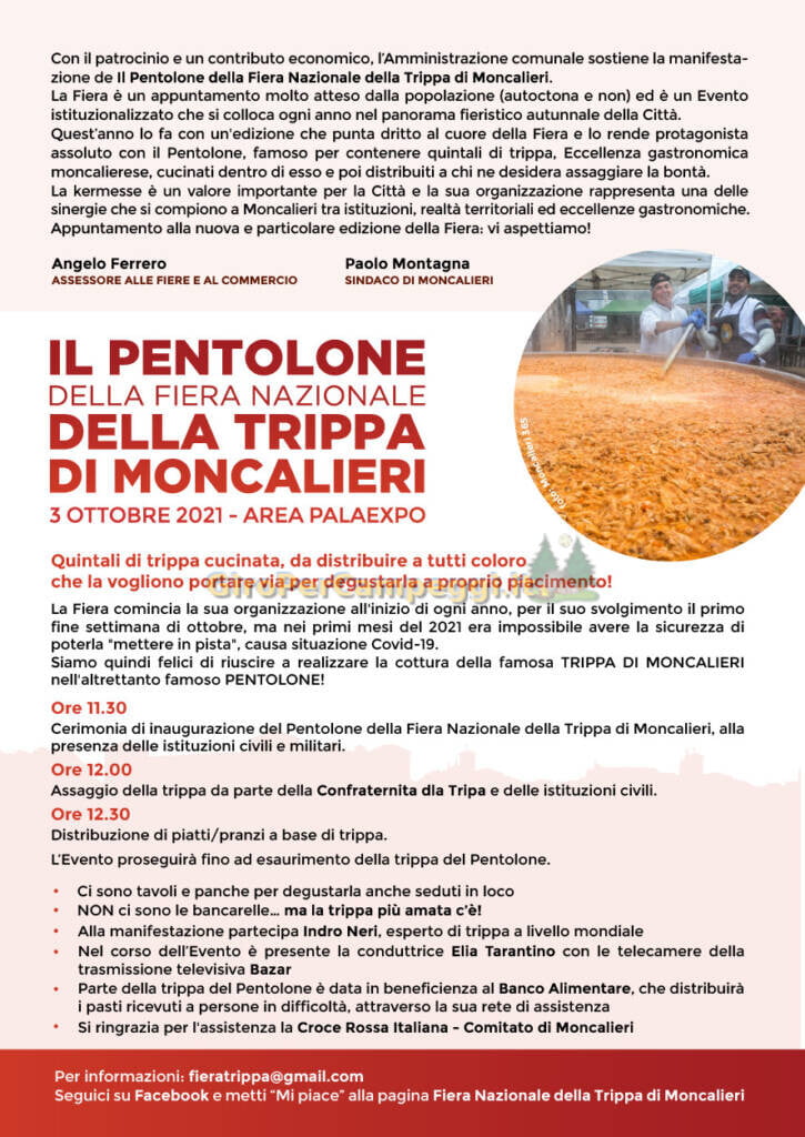 Programma della Fiera Nazionale della Trippa di Moncalieri (TO)