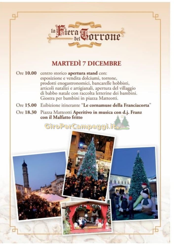 Fiera del Torrone a Carpenedolo (BS) programma 7 dicembre.