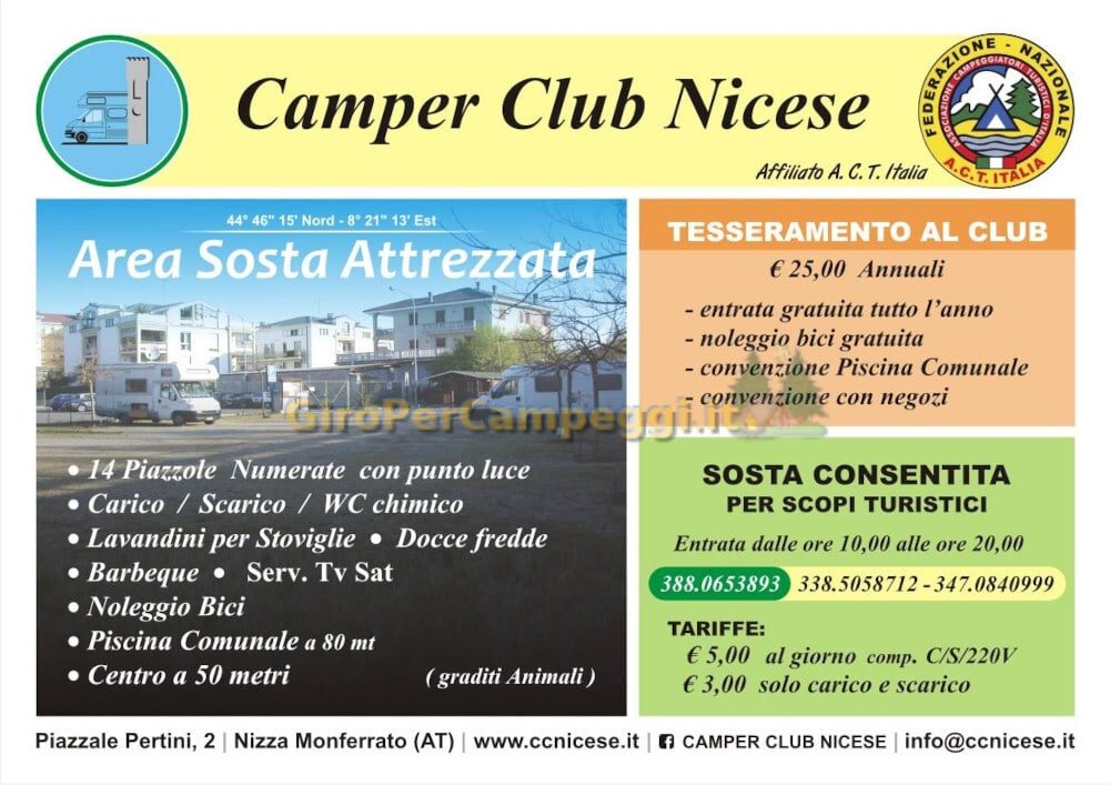 Area Attrezzata Camper Nizza Monferrato (AT)
