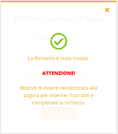 richiesta inviata attendere il redirect